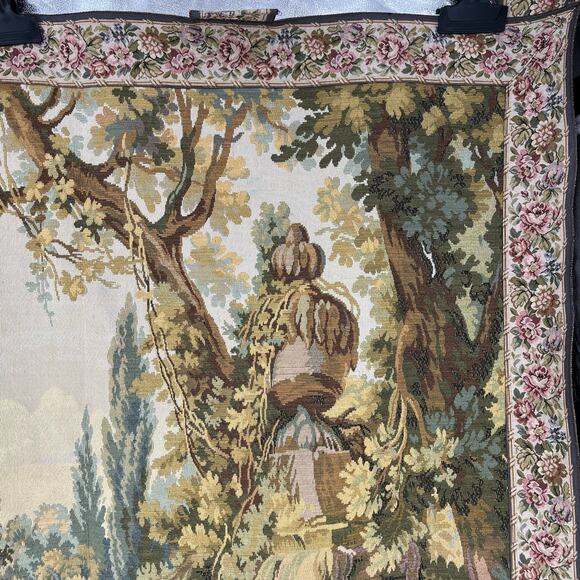 Vintage Italian Tapestry Nobel Pastorale Francois Boucher Courting Couple - Picture 8 of 14